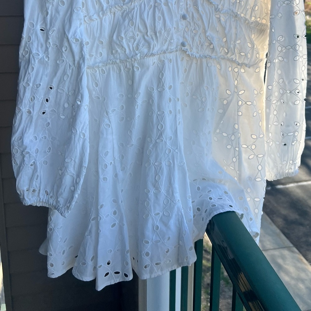 🆕Gianni Bini 💯Cotton White Katrina Eyelet V-Neck Mini A-Line Dress Size XL - Picture 5 of 11